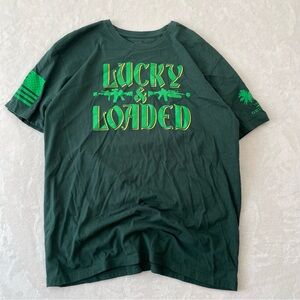Grunt Style T Shirt Lucky & Loaded St Patricks Day Mens XL Green USA Army Edgy